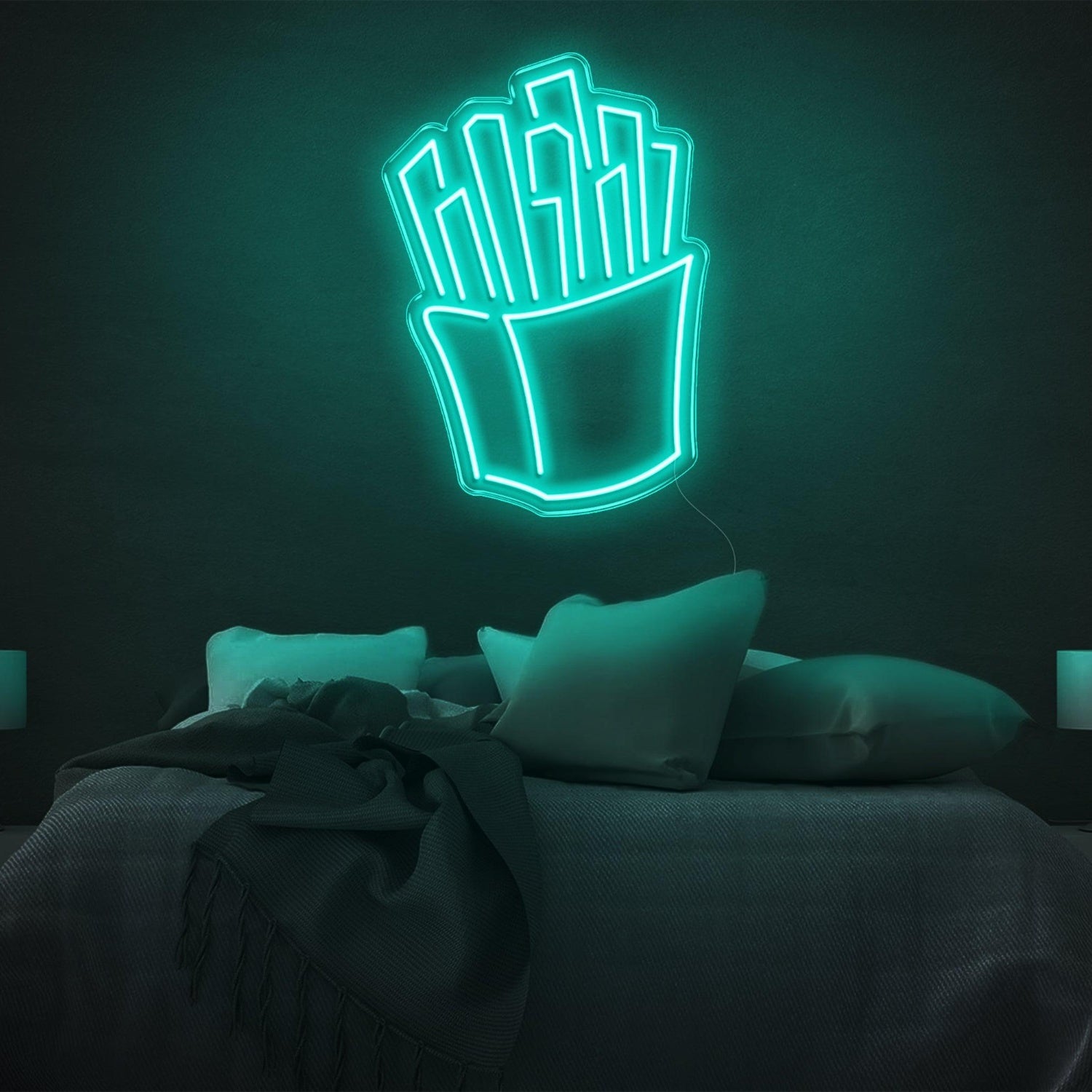 Fries White Led Neon Sign Modern Bedroom Wall Decor | Shineneon