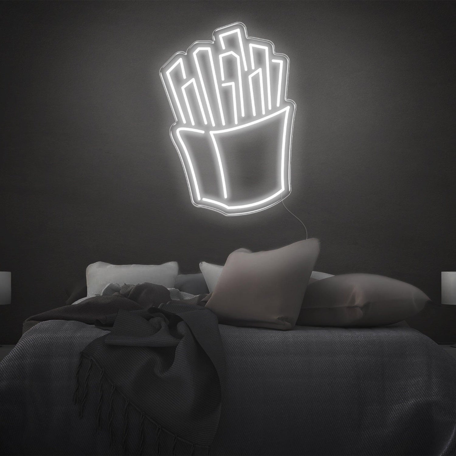Fries White Led Neon Sign Modern Bedroom Wall Decor | Shineneon