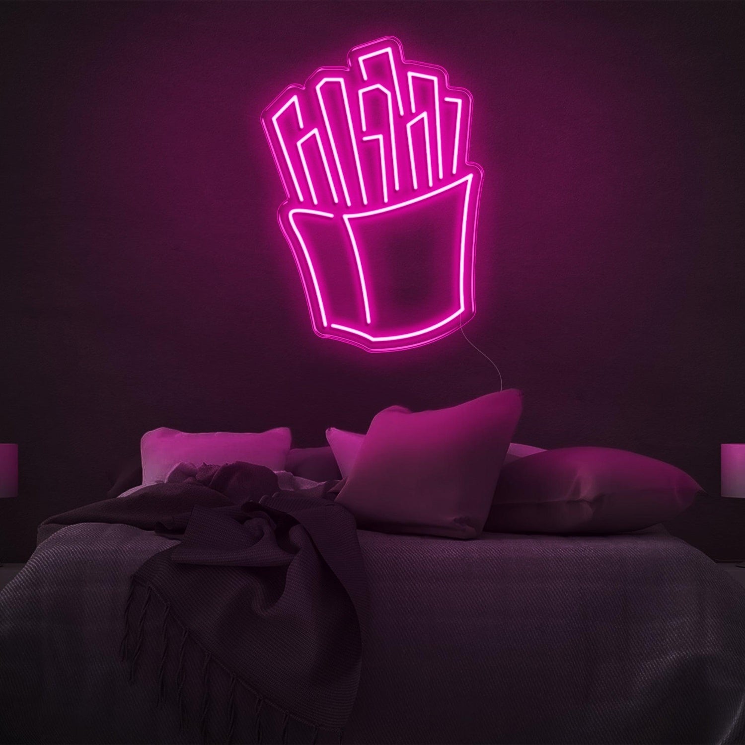 Fries White Led Neon Sign Modern Bedroom Wall Decor | Shineneon