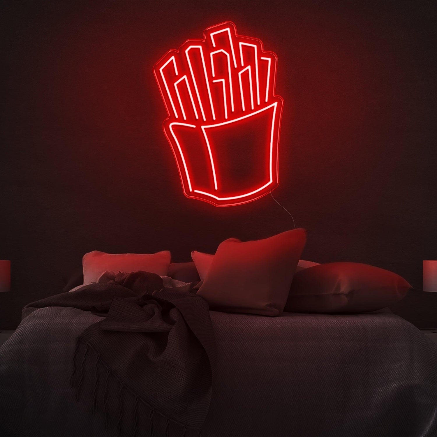Fries White Led Neon Sign Modern Bedroom Wall Decor | Shineneon