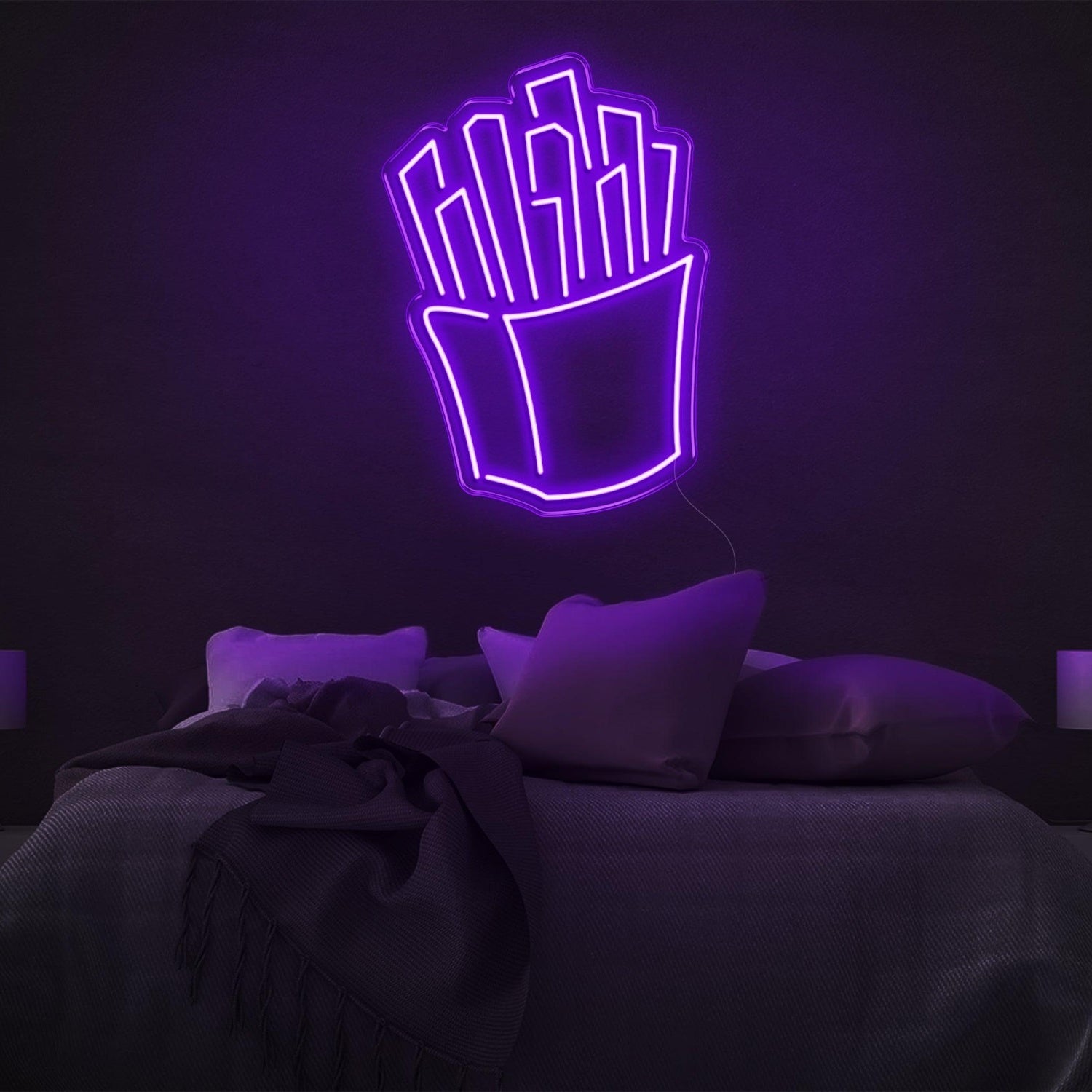 Fries White Led Neon Sign Modern Bedroom Wall Decor | Shineneon