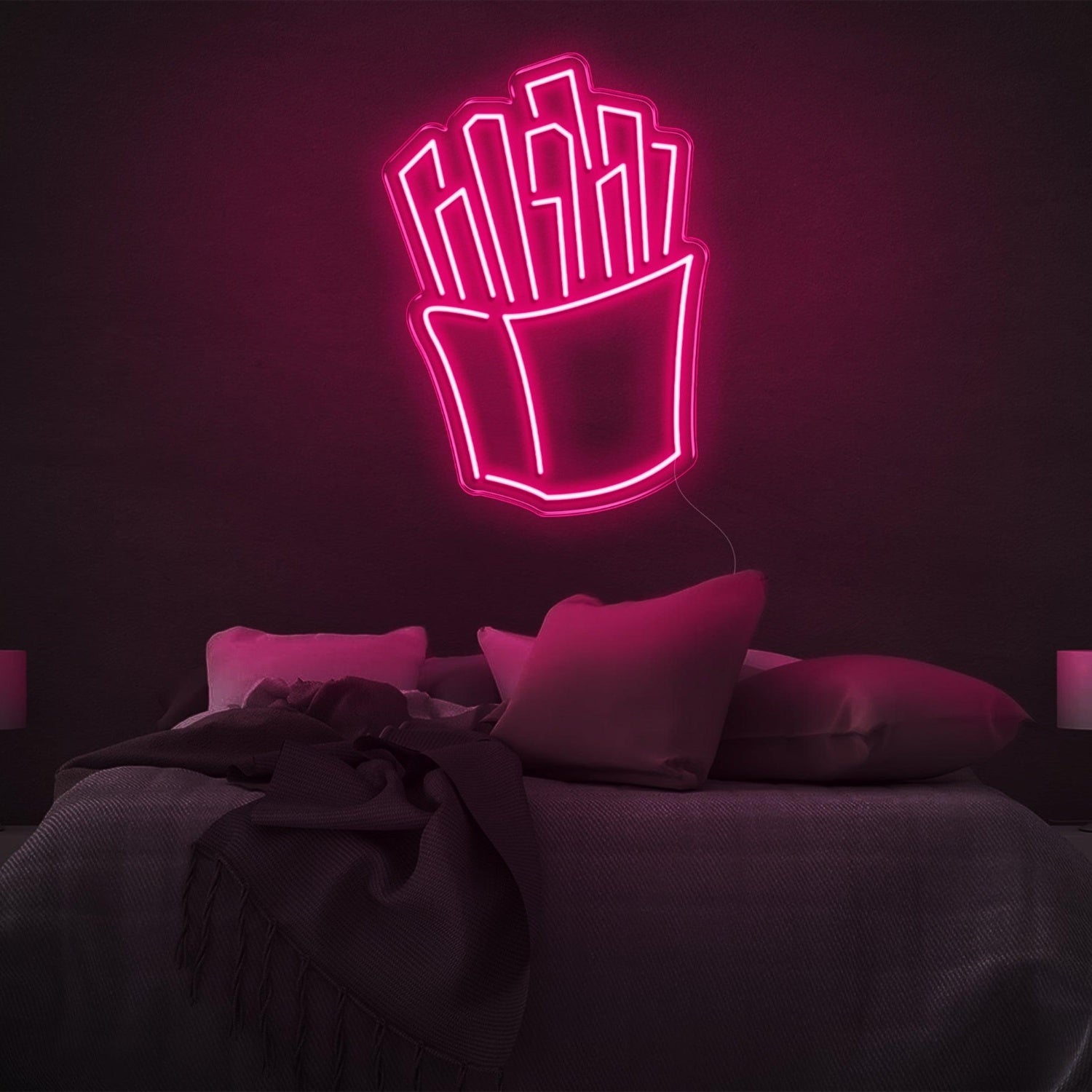 Fries White Led Neon Sign Modern Bedroom Wall Decor | Shineneon