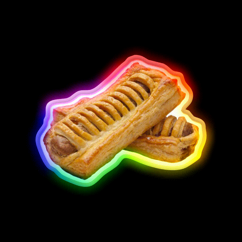 Frikandelbroodje Snack Food Led Neon Sign Rgb Color - LED neon sign close-up detail