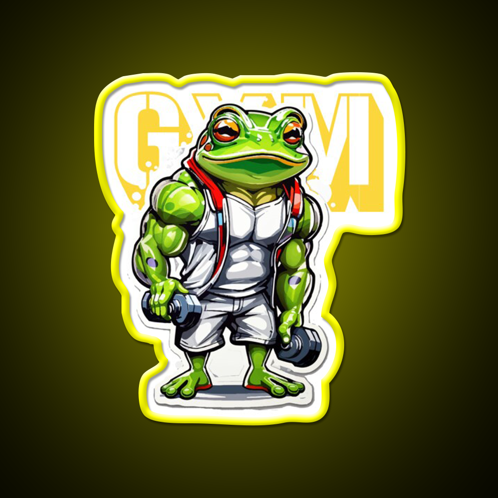 Frog Bodybuilder Weightlifting Fitness Gym Fitness Led Neon Sign Rgb Color