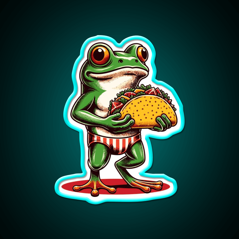 Frog Carrying A Taco Led Neon Sign Mexican Food Sign Rgb Color - Shineneon