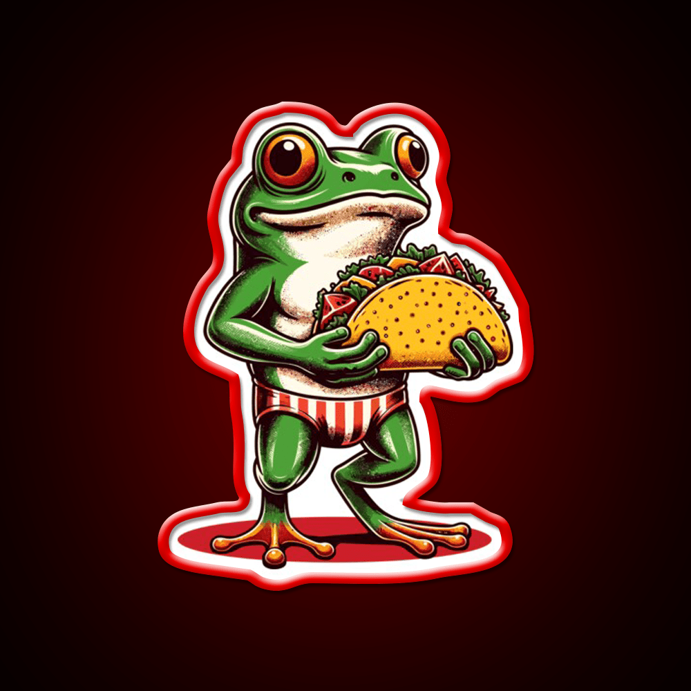 Frog Carrying A Taco Led Neon Sign Mexican Food Sign Rgb Color - Shineneon