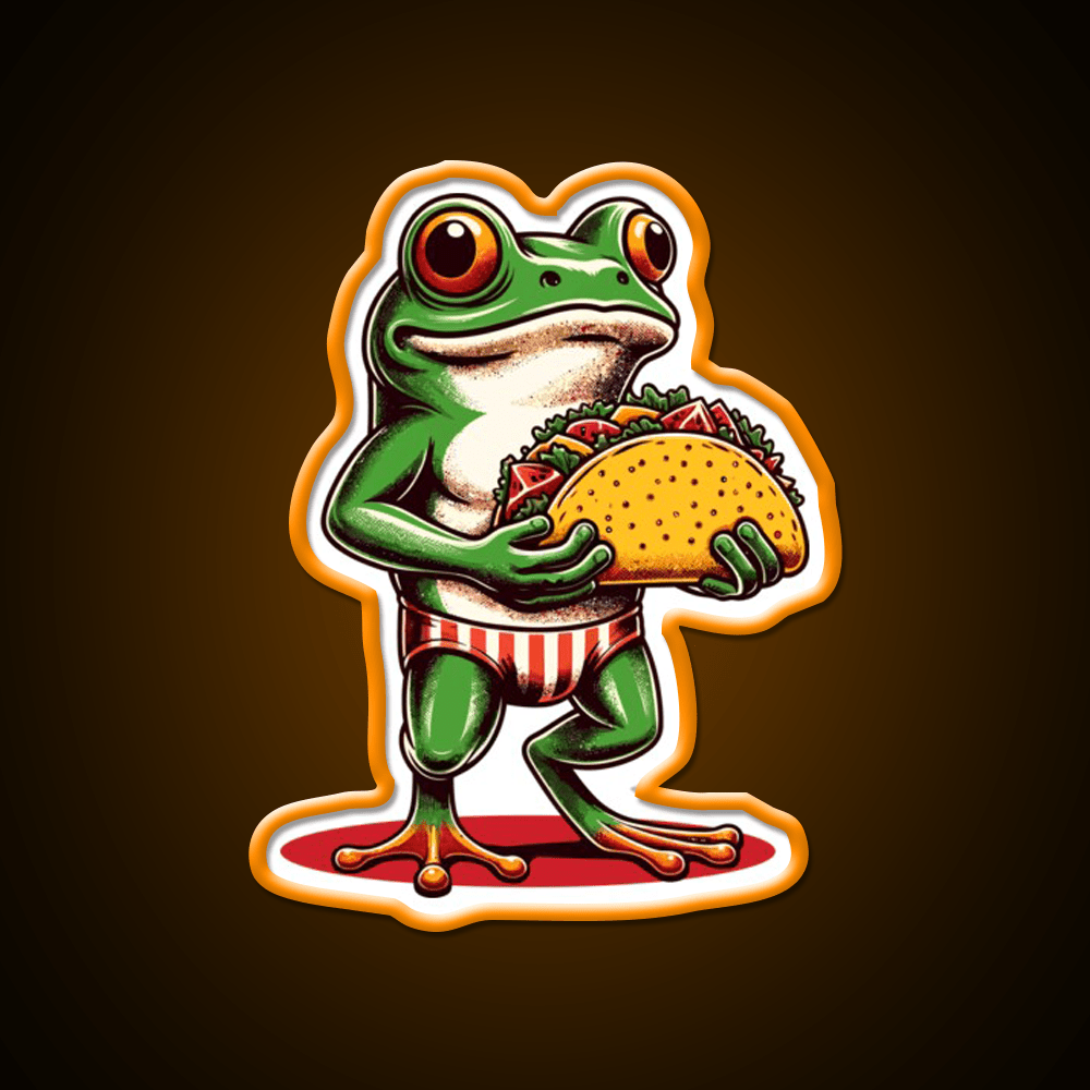 Frog Carrying A Taco Led Neon Sign Mexican Food Sign Rgb Color - Shineneon
