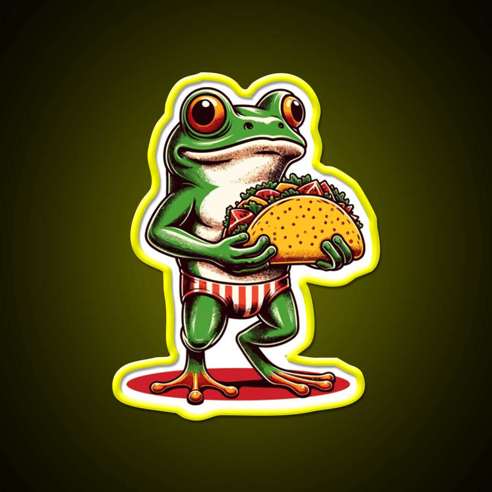 Frog Carrying A Taco Led Neon Sign Mexican Food Sign Rgb Color - Shineneon