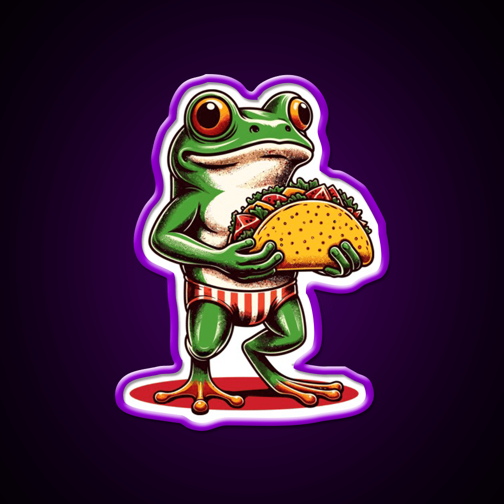 Frog Carrying A Taco Led Neon Sign Mexican Food Sign Rgb Color - Shineneon