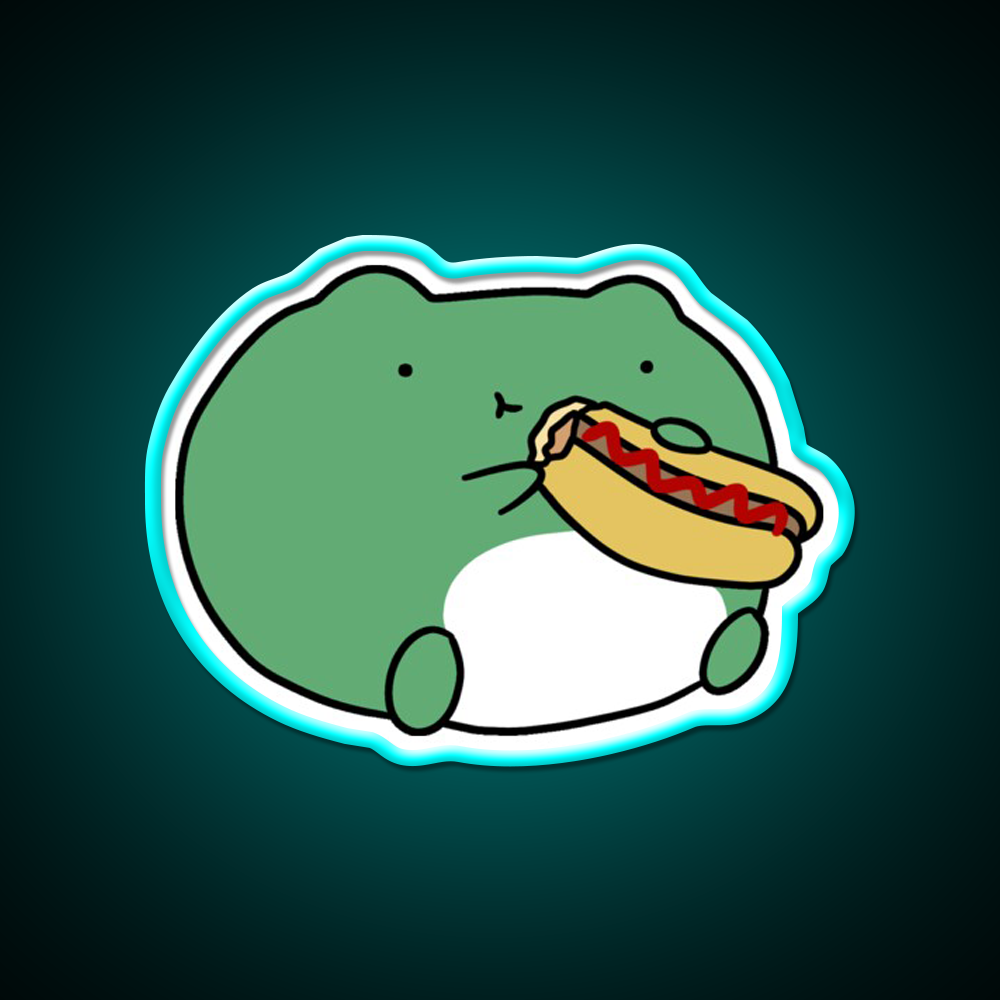 Frog Eating Hotdog Fast Food Led Neon Sign For Burger Place Rgb Color