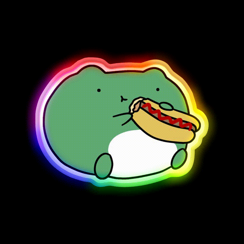 Frog Eating Hotdog Fast Food Led Neon Sign For Burger Place Rgb Color