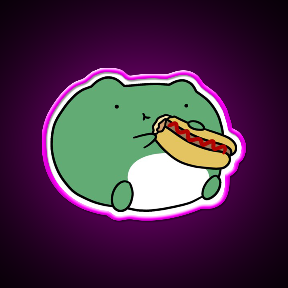 Frog Eating Hotdog Fast Food Led Neon Sign For Burger Place Rgb Color