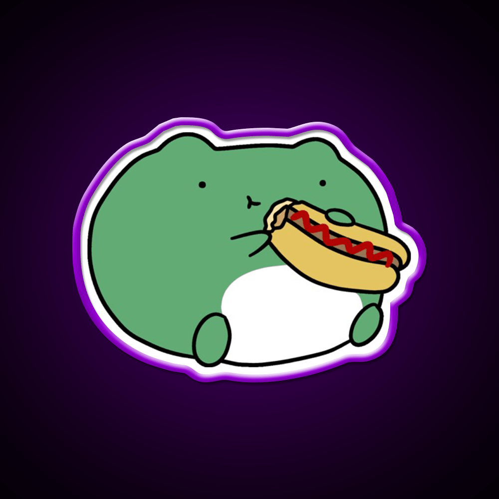 Frog Eating Hotdog Fast Food Led Neon Sign For Burger Place Rgb Color - Shineneon