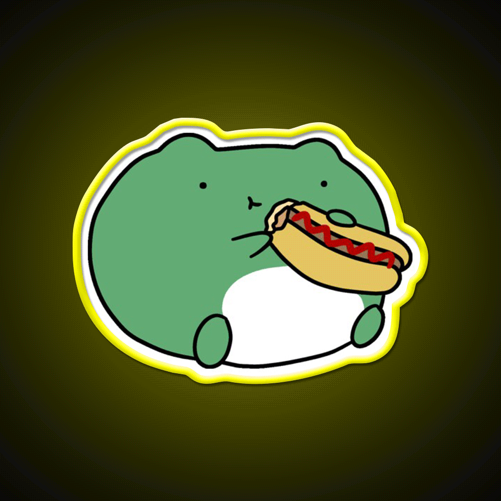 Frog Eating Hotdog Fast Food Led Neon Sign For Burger Place Rgb Color
