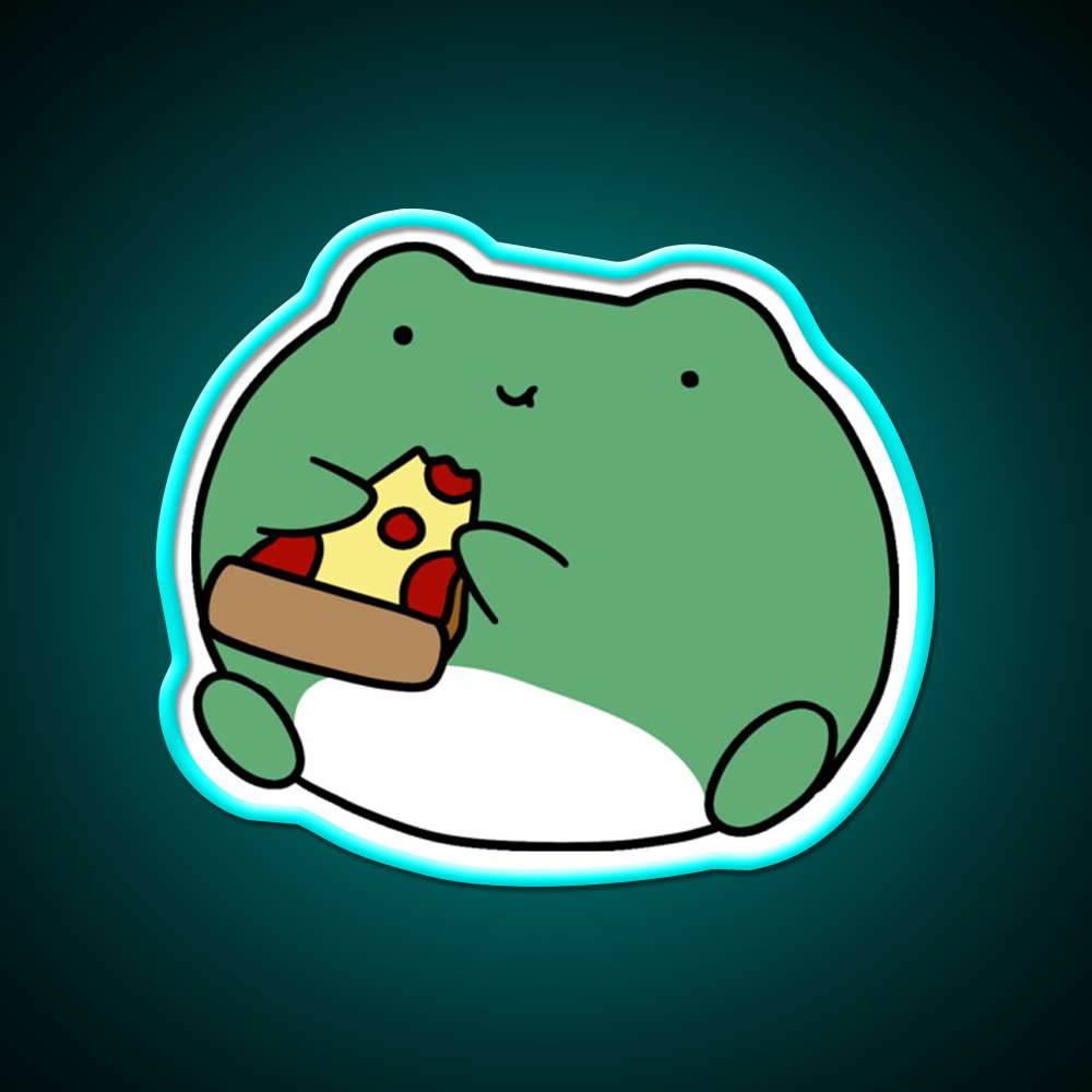 Frog Eating Pizza Fast Food Led Neon Sign For Burger Place Rgb Color