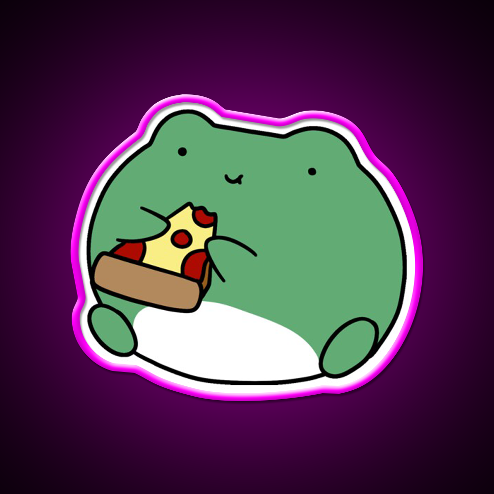 Frog Eating Pizza Fast Food Led Neon Sign For Burger Place Rgb Color