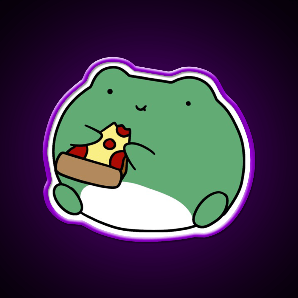 Frog Eating Pizza Fast Food Led Neon Sign For Burger Place Rgb Color - Shineneon