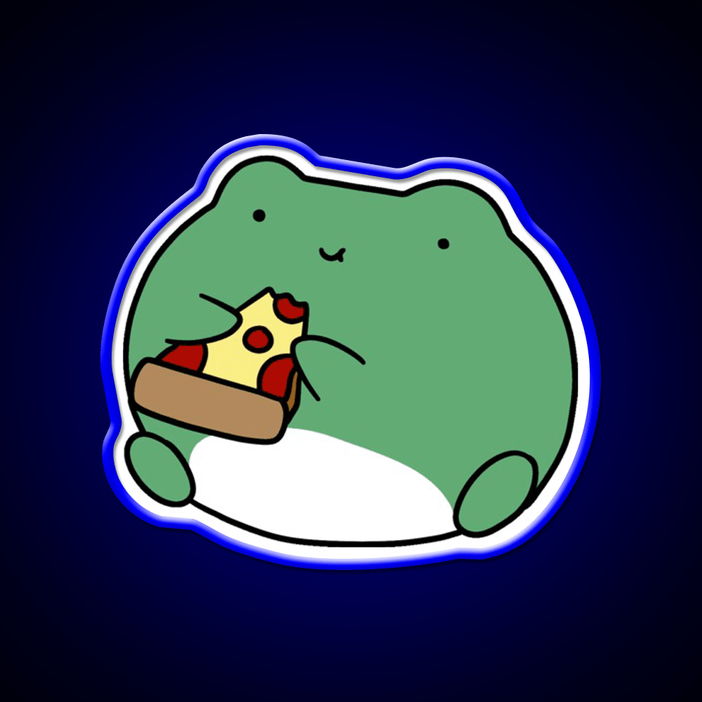 Frog Eating Pizza Fast Food Led Neon Sign For Burger Place Rgb Color - Shineneon