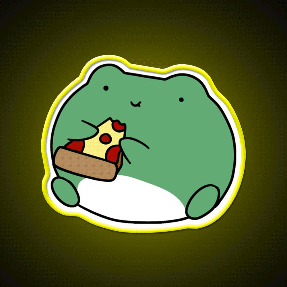 Frog Eating Pizza Fast Food Led Neon Sign For Burger Place Rgb Color