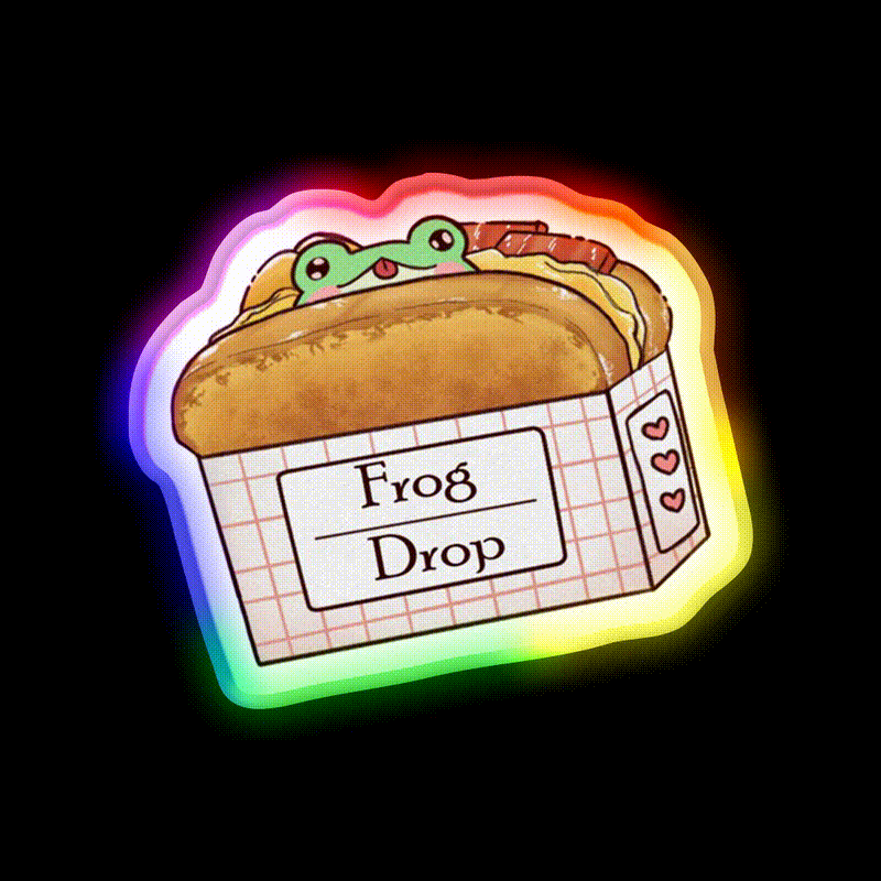 Frog Sandwhich Snack Food Led Neon Sign Rgb Color - LED neon sign close-up detail