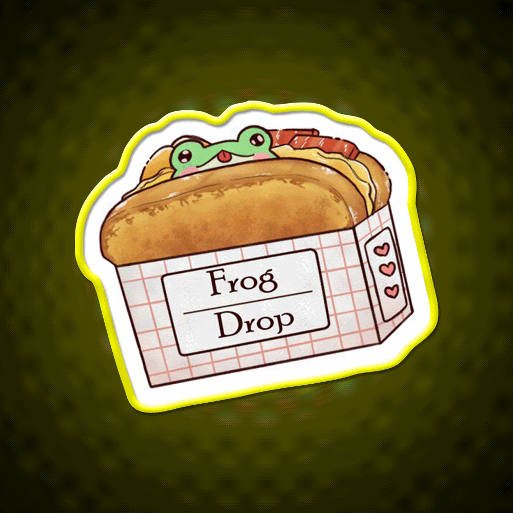 Frog Sandwhich Snack Food Led Neon Sign Rgb Color - Custom LED neon sign front view