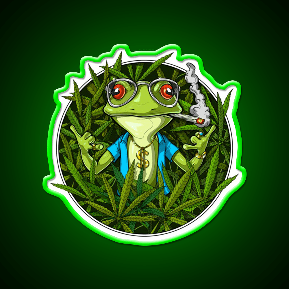 Frog Weed Hemp Inspired Green Leaf Led Neon Sign Rgb Color - Shineneon