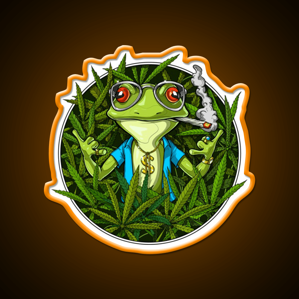 Frog Weed Hemp Inspired Green Leaf Led Neon Sign Rgb Color - Shineneon