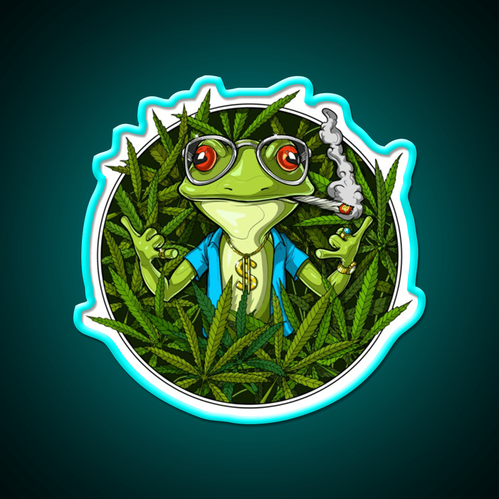 Frog Weed Hemp Inspired Green Leaf Led Neon Sign Rgb Color - Shineneon