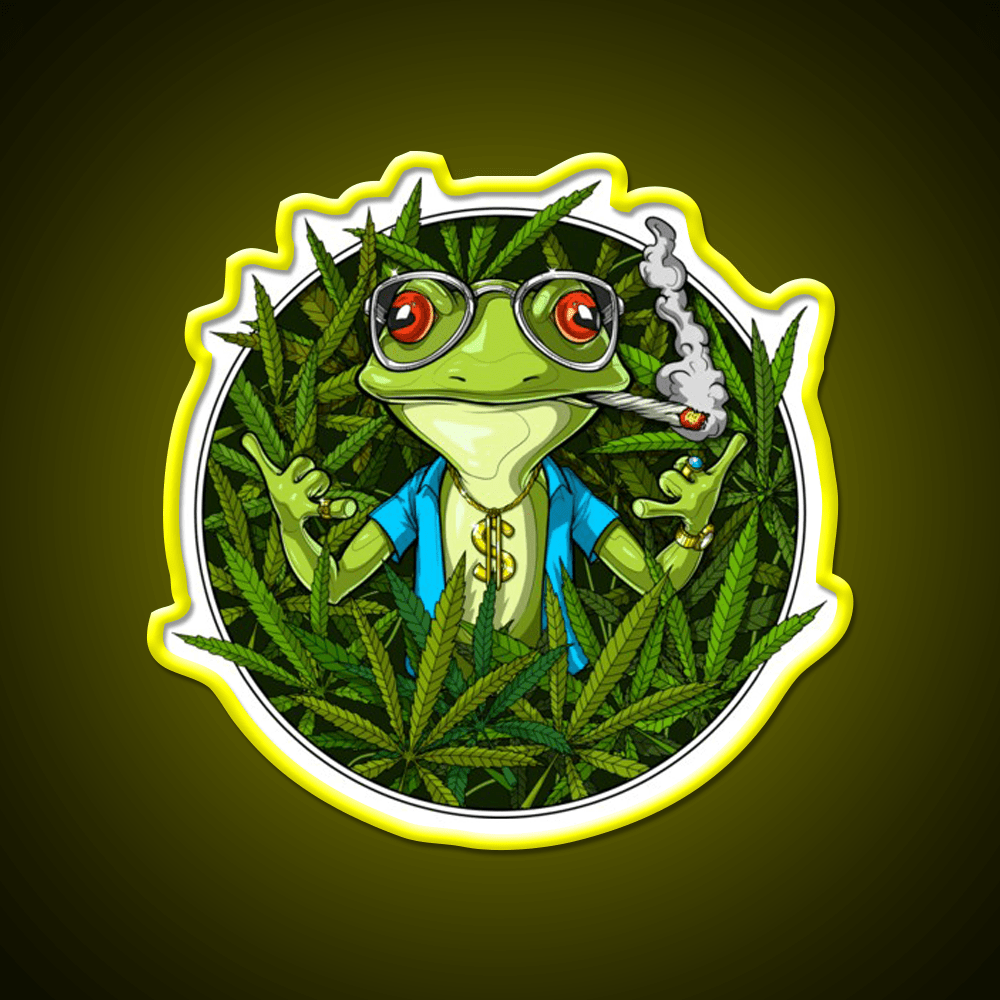 Frog Weed Hemp Inspired Green Leaf Led Neon Sign Rgb Color - Shineneon