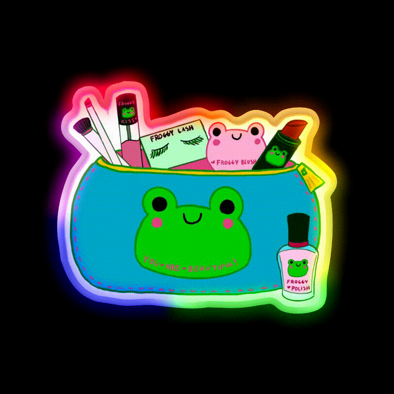 Froggy Makeup Nail Salon Led Neon Sign Rgb Color - LED neon sign close-up detail