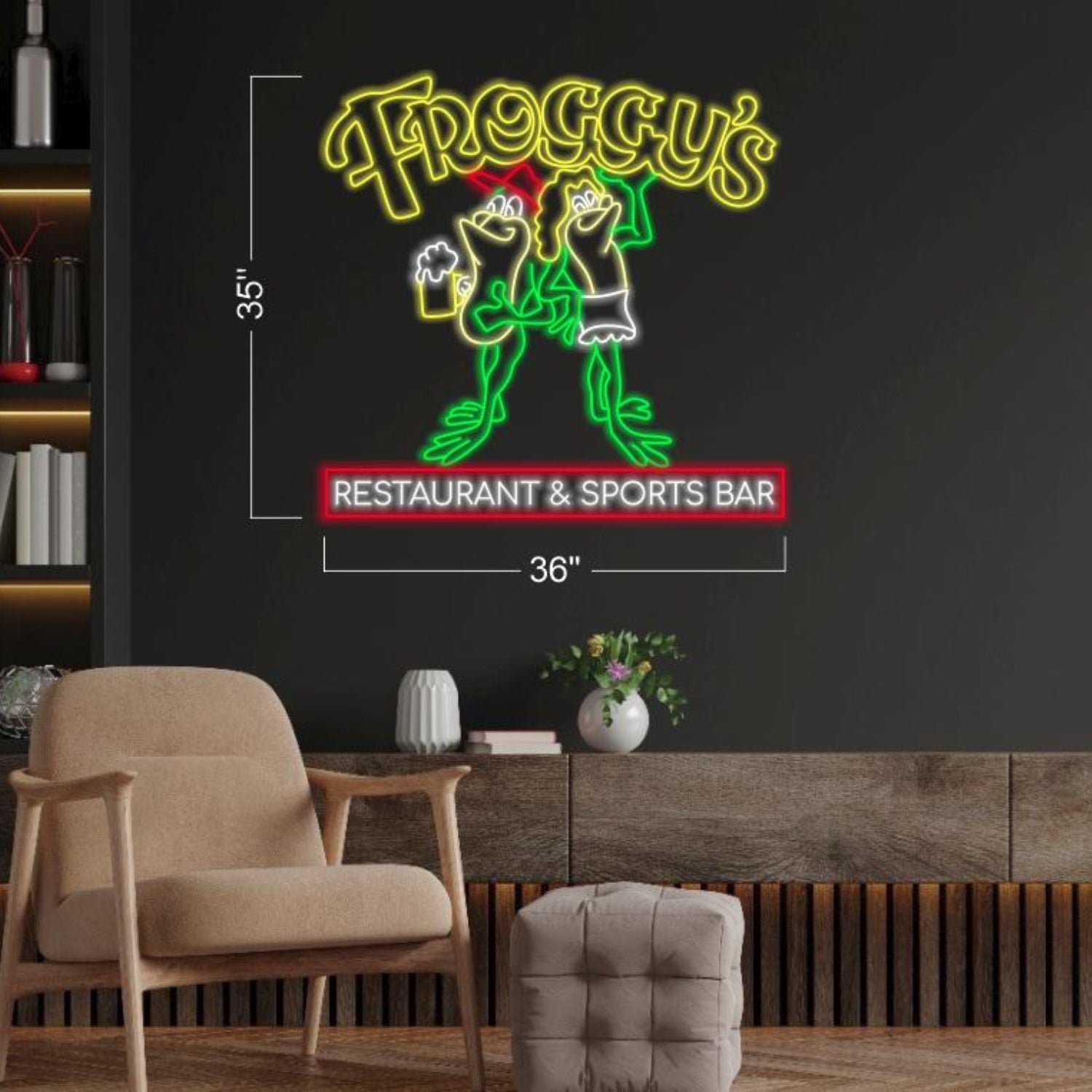 Froggys Green Frog Led Neon Sign For Restaurant And Sports Bar | Shineneon