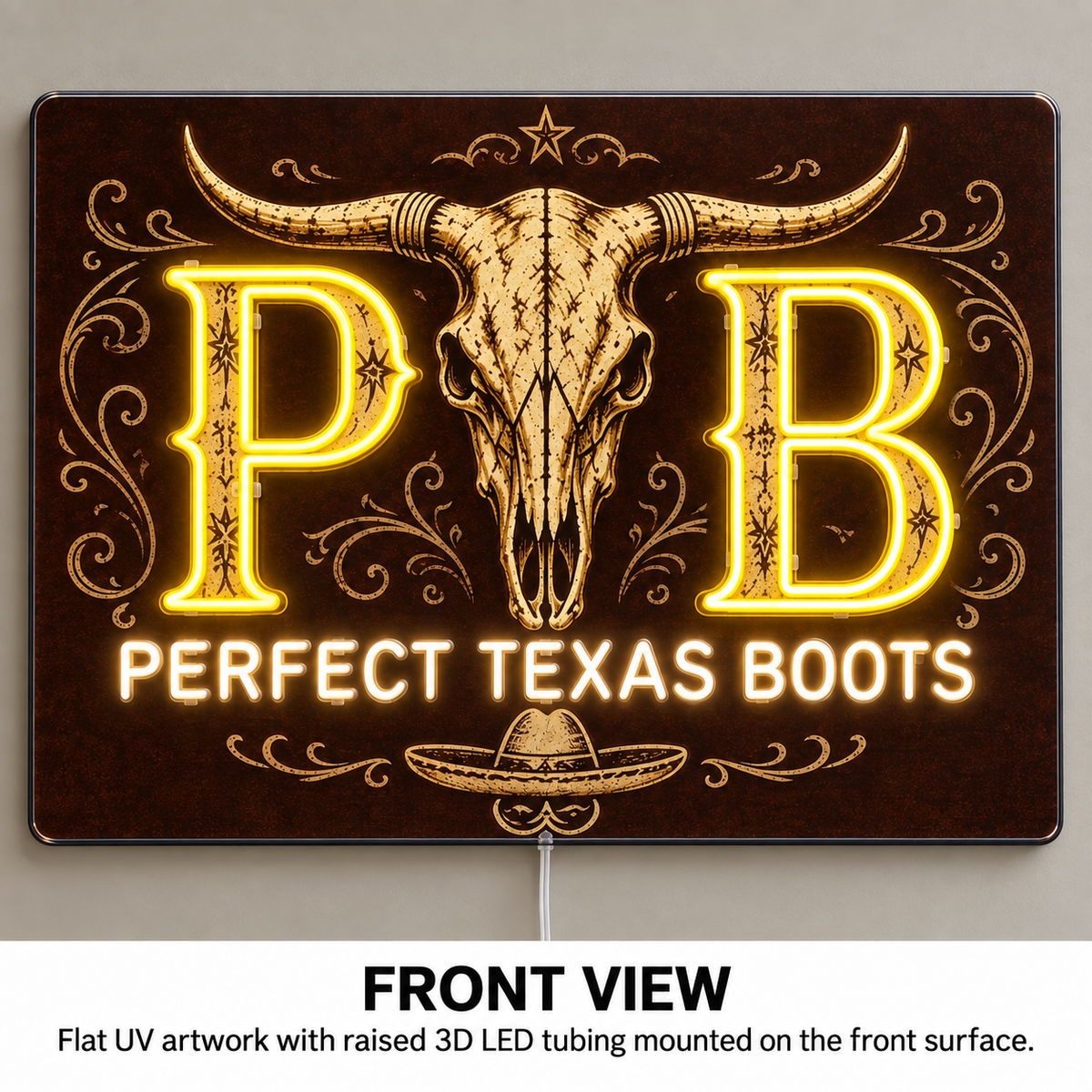 PB Perfect Texas Boots Custom Double-Side LED Neon Sign