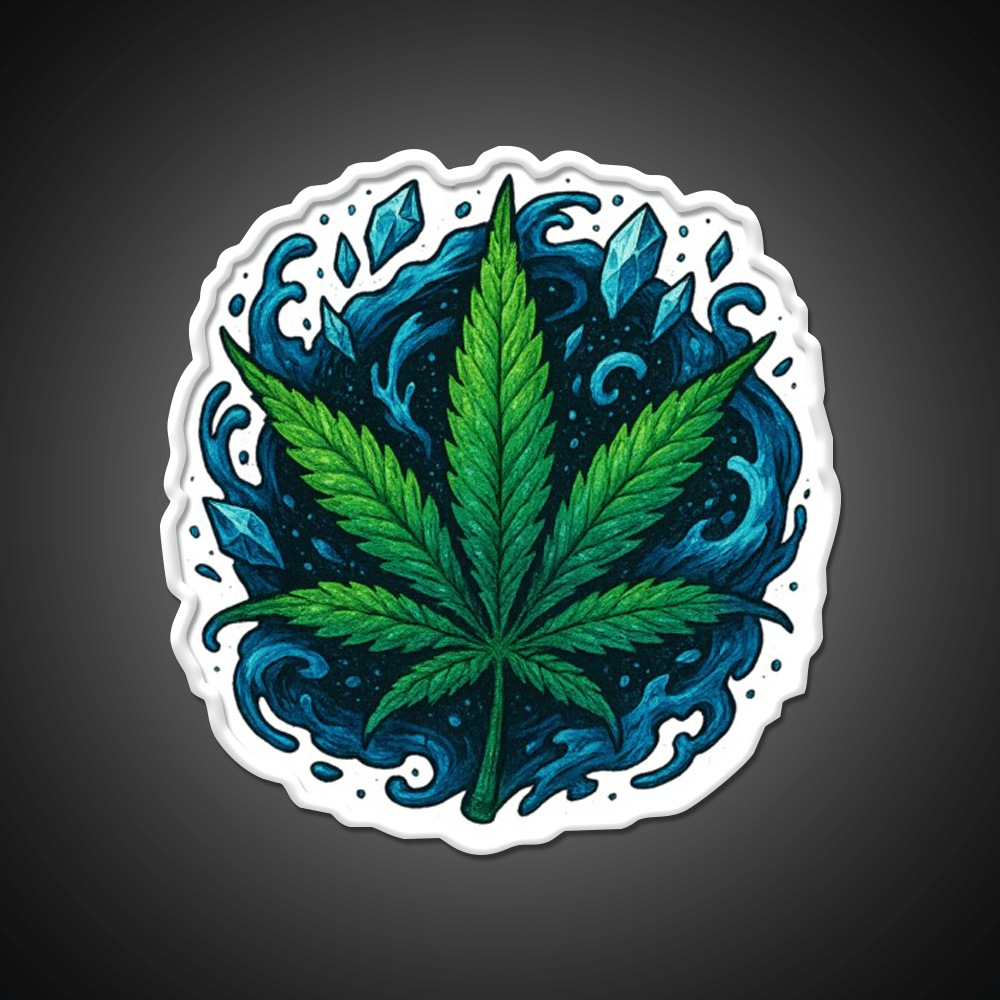 Frozen Flow In An Ice Water Rush Hemp Inspired Green Leaf Led Neon Sign Rgb Color - Shineneon