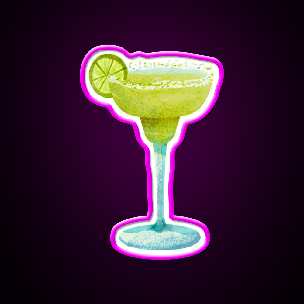 Frozen Margarita Cocktail Glass Cocktail Bar Decor Led Neon Sign Rgb Color - Neon sign mounted on wall in room