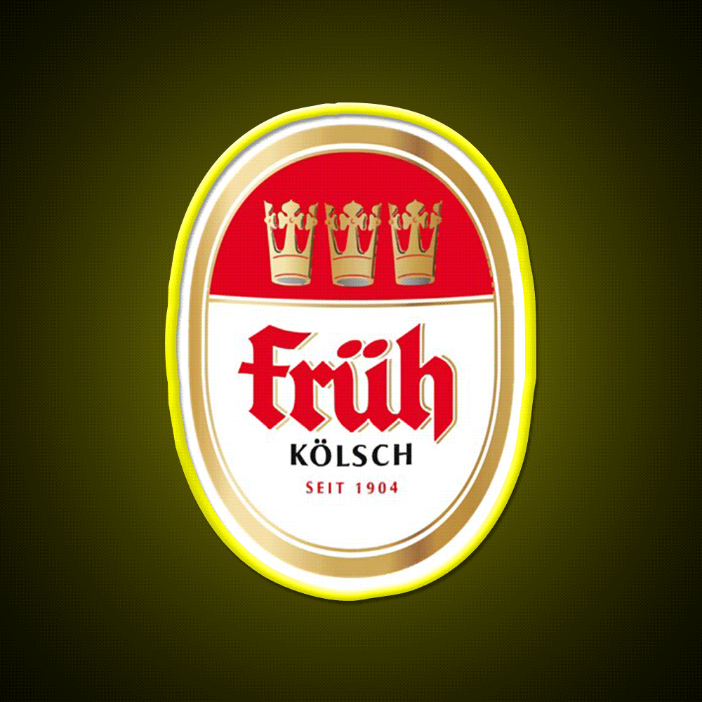 Fruh Kolsch Beer Logo Brewery Local Beer Bar Decor Led Neon Sign Rgb Color - Custom LED neon sign front view