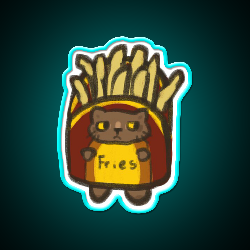 Fry Cat Fast Food Led Neon Sign For Burger Place Rgb Color