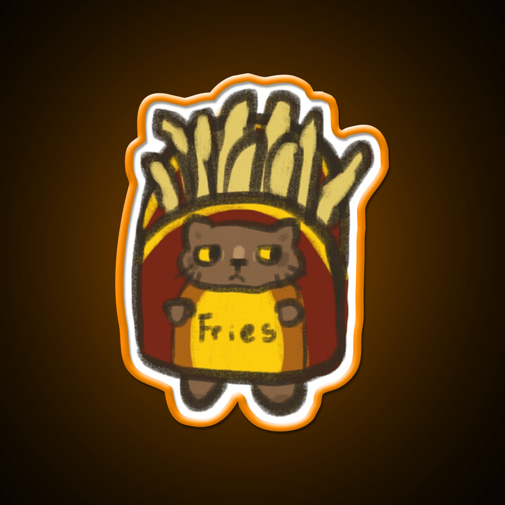 Fry Cat Fast Food Led Neon Sign For Burger Place Rgb Color - Shineneon