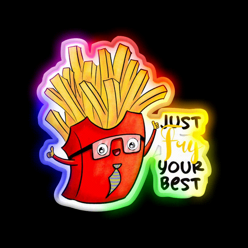 Fry Your Best Fast Food Led Neon Sign For Burger Place Rgb Color