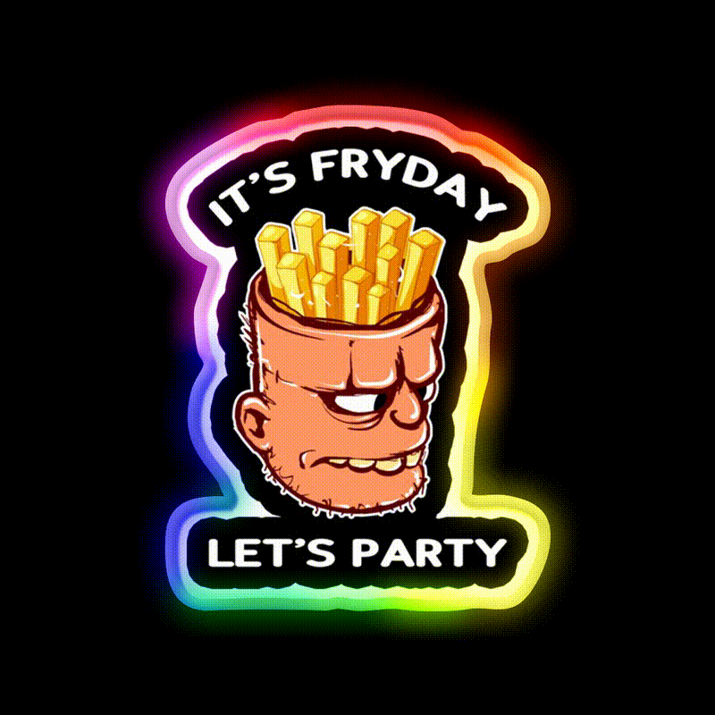 Fryday Party Fast Food Led Neon Sign For Burger Place Rgb Color
