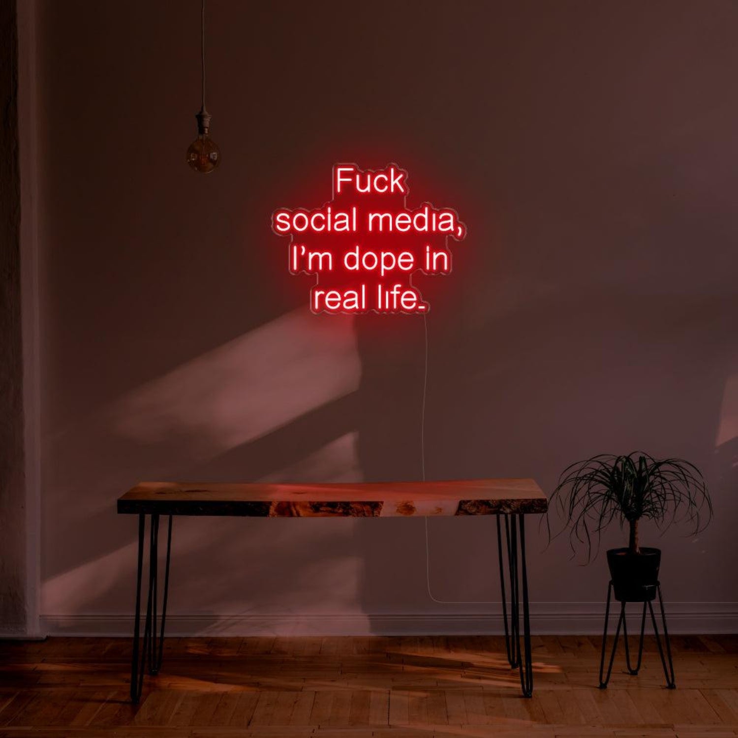 Fuck Social Media Blue Led Neon Sign For Home Studio Decor | Shineneon