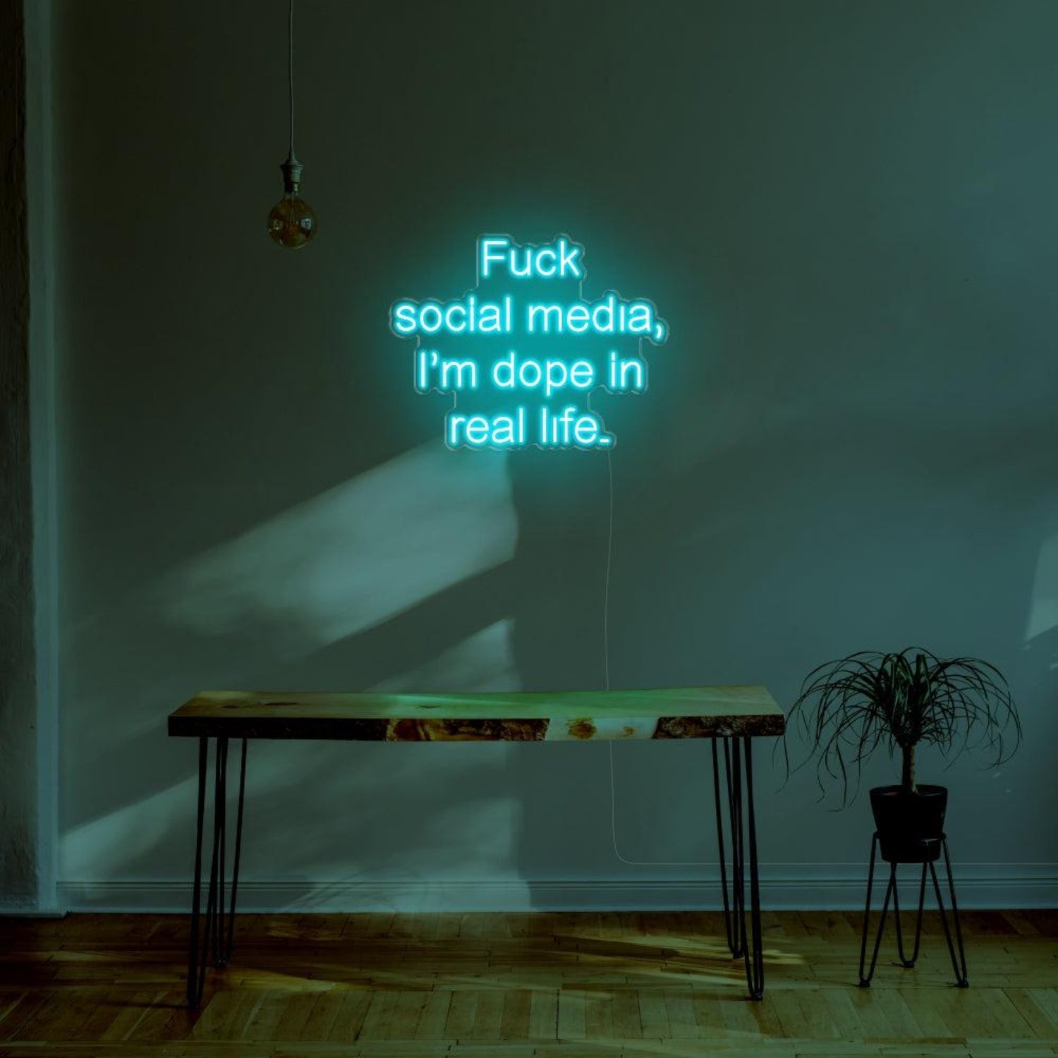 Fuck Social Media Blue Led Neon Sign For Home Studio Decor | Shineneon