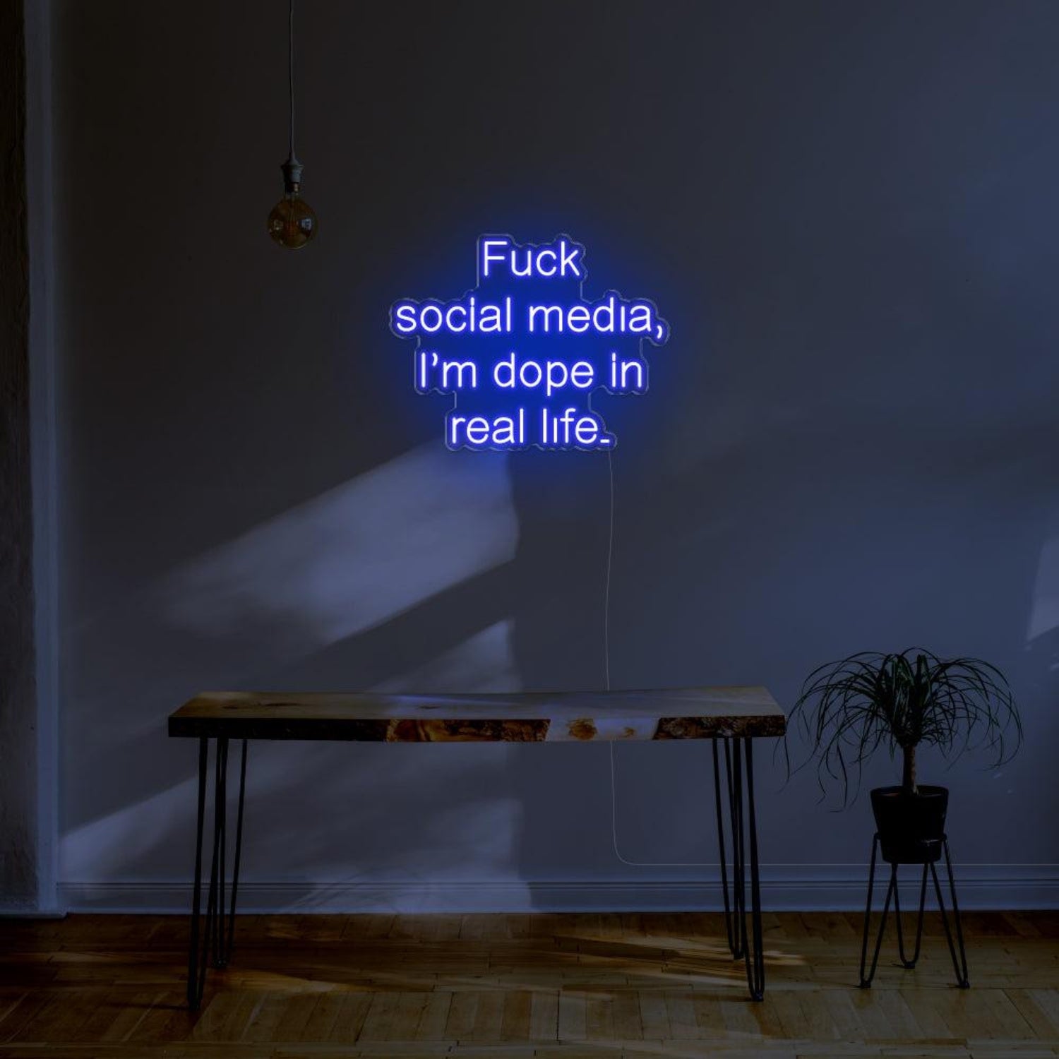 Fuck Social Media Blue Led Neon Sign For Home Studio Decor | Shineneon