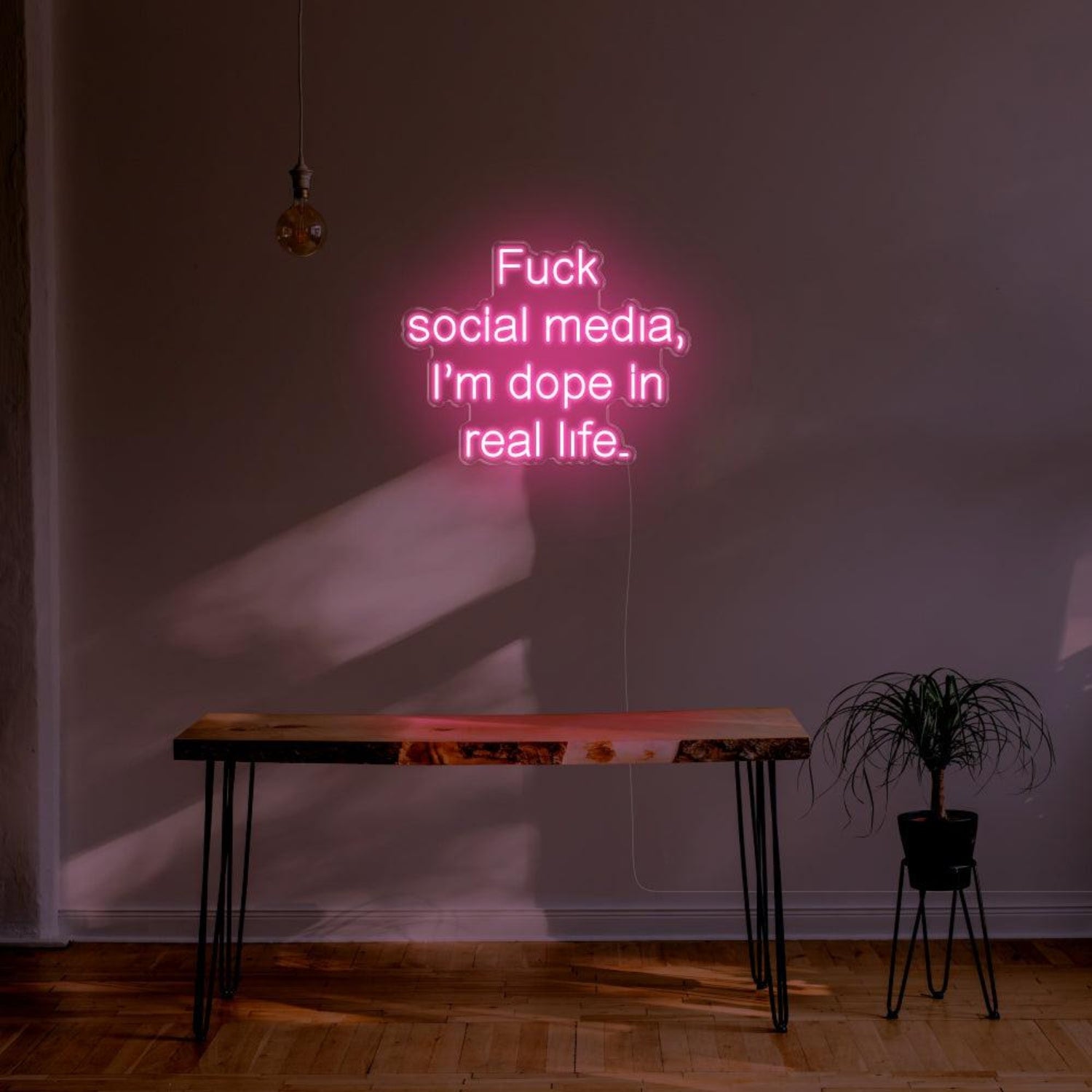 Fuck Social Media Blue Led Neon Sign For Home Studio Decor | Shineneon