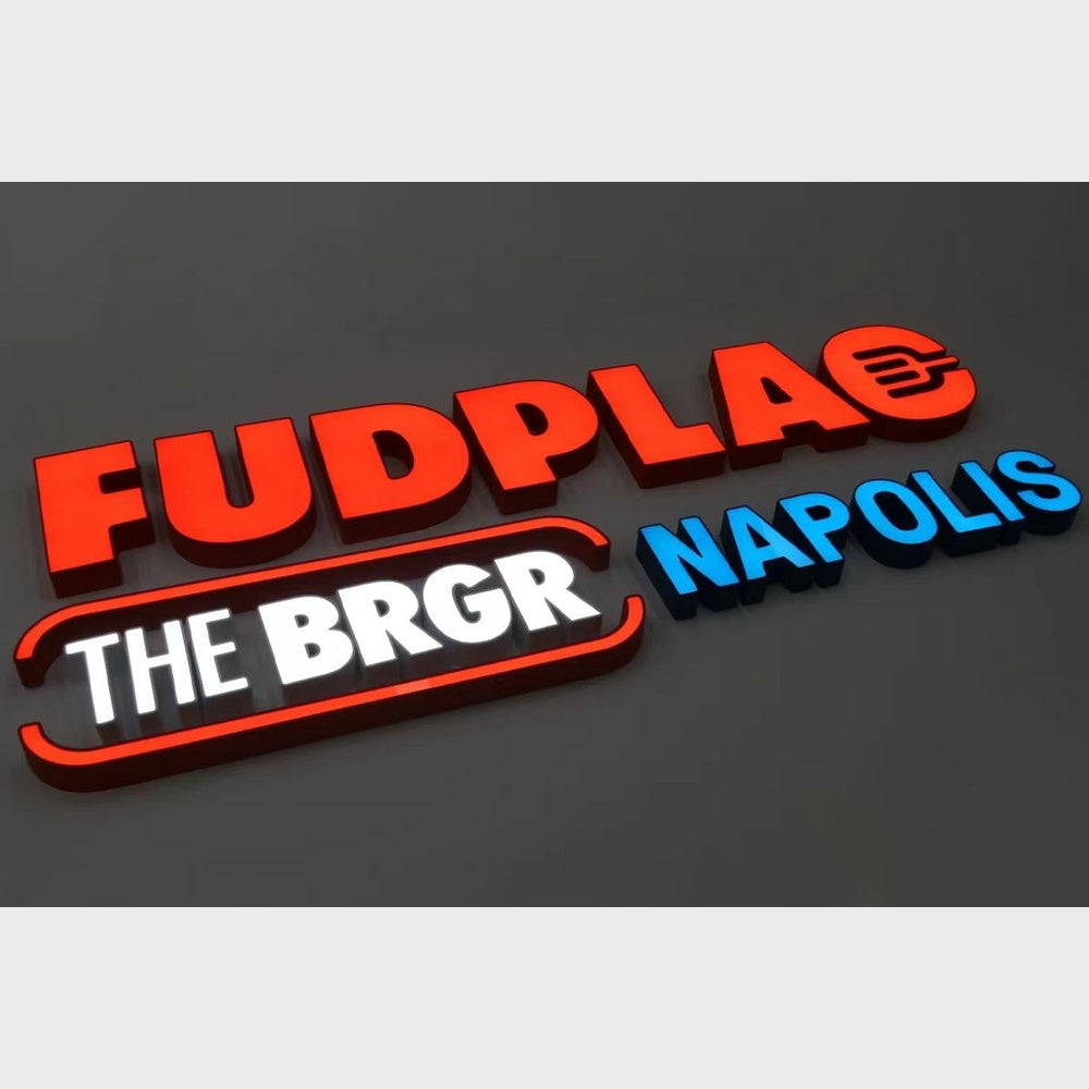 Fudplao Teh Brgr Napolis 3D Frontlit Channel Letters Led Light Sign