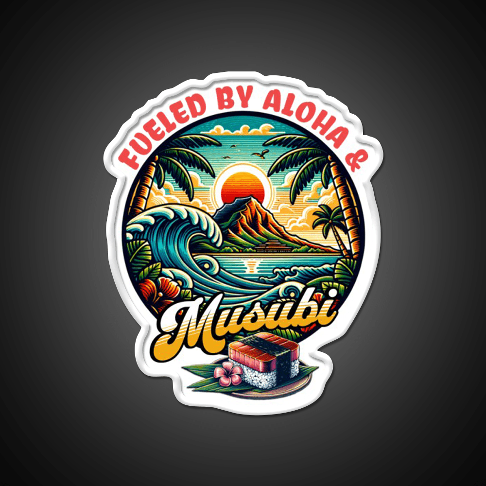 Fueled By Aloha Musubi Tropical Food Snack Food Led Neon Sign Rgb Color - Shineneon