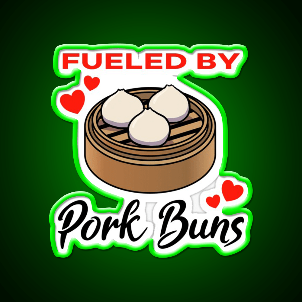 Fueled By Pork Buns Led Neon Sign Chinese Food Rgb Color - Shineneon
