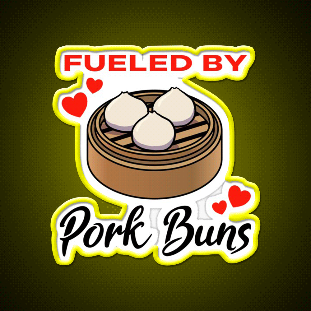 Fueled By Pork Buns Led Neon Sign Chinese Food Rgb Color