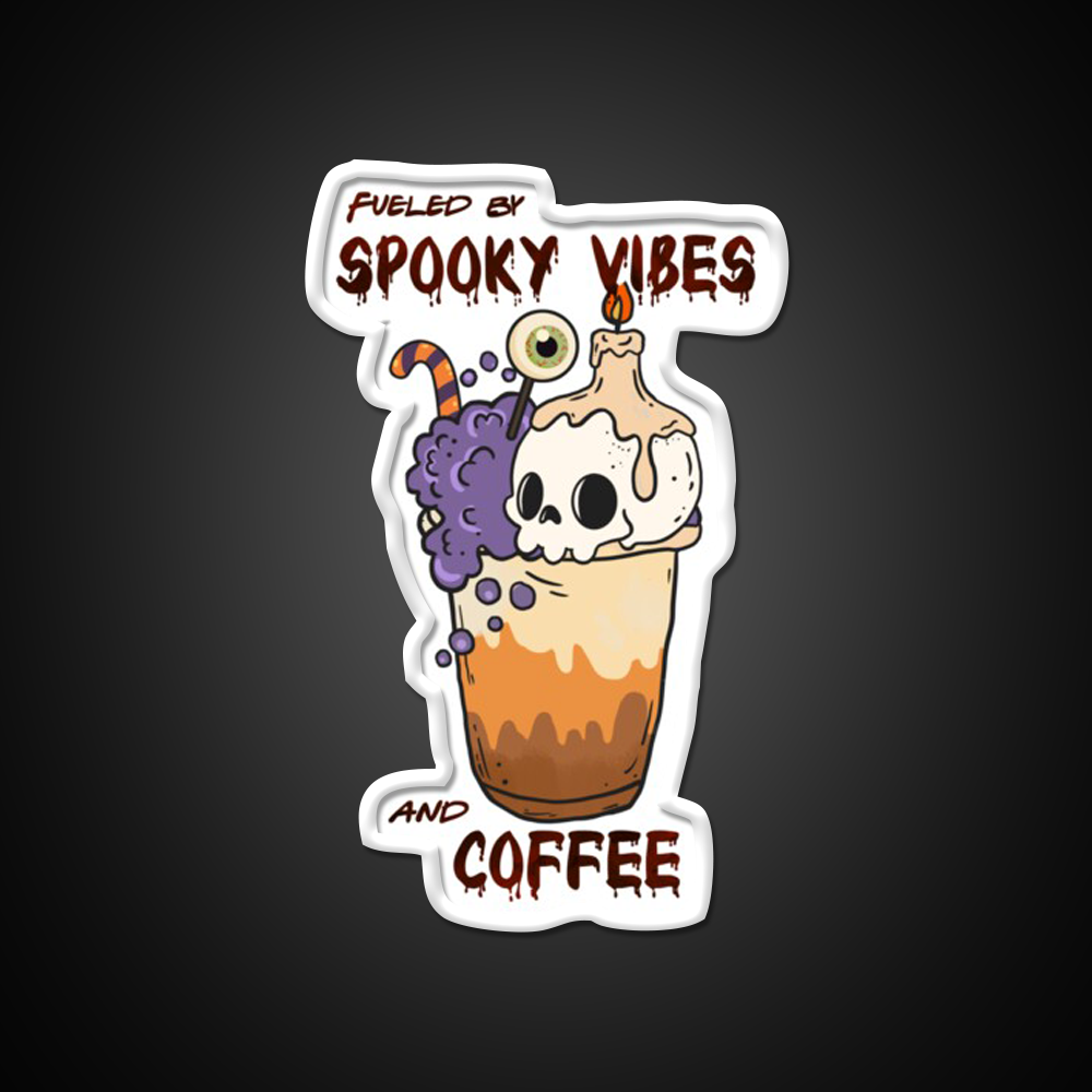 Fueled By Spooky Vibes And Coffee Cafe Led Neon Sign Espresso Bar Art Rgb Color