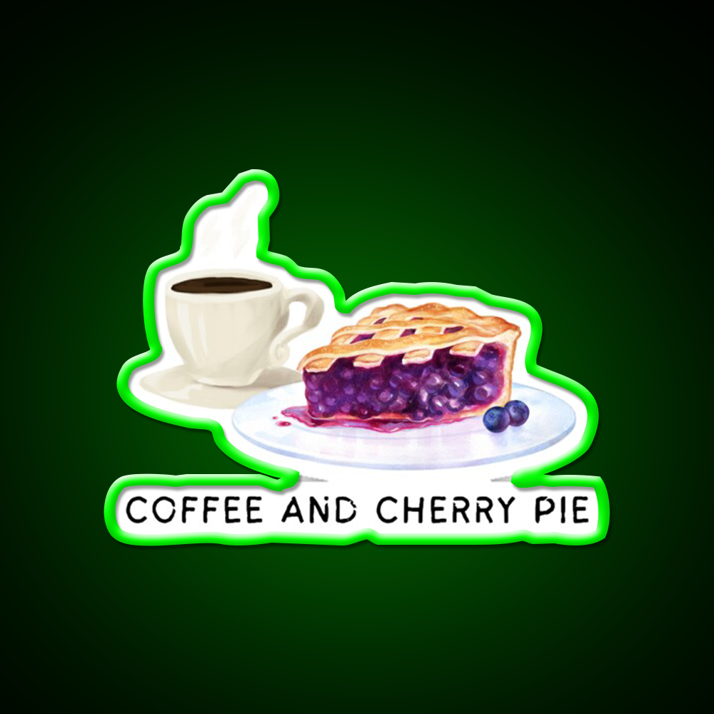 Fueling My Day With Coffee Cherry Pie Cafe Led Neon Sign Espresso Bar Art Rgb Color