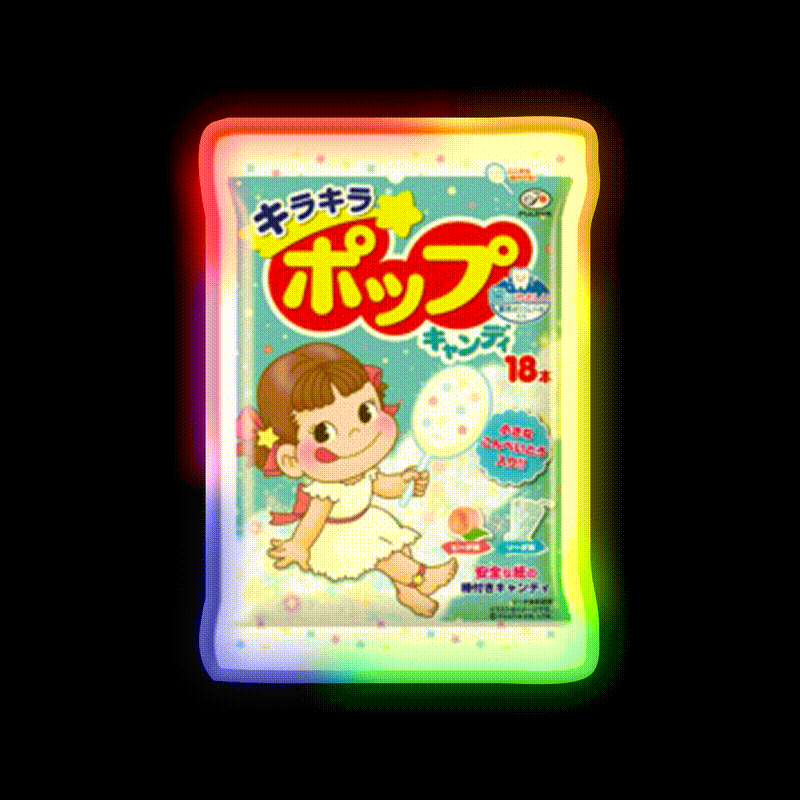 Fujiya Treat Snack Food Led Neon Sign Rgb Color - LED neon sign close-up detail